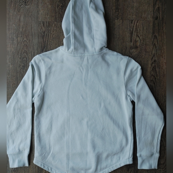 The North Face Girls Pullover Hoodie Ice Blue Big Spell Out Logo Size S 7/8 - Picture 14 of 15